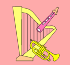 Dibujo Arpa, flauta y trompeta pintado por sofiabe