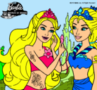 Dibujo Barbie se despiede de la reina sirena pintado por pamelastrid 