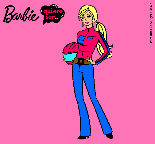 Dibujo Barbie piloto de motos pintado por lara2002