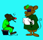 Dibujo Doctor y paciente ratón pintado por Hipolito