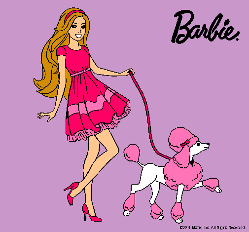 Dibujo Barbie paseando a su mascota pintado por carmen20012306