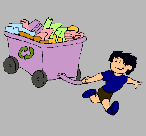 Dibujo Niño reciclando pintado por dominique1