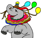 Dibujo Elefante con 3 globos pintado por livier