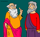 Dibujo Sócrates y Platón pintado por SocrPlat