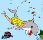 Dibujo Barbie y delfín pintado por laura2000