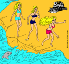 Dibujo Barbie y sus amigas en la playa pintado por marilu123