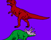 Dibujo Triceratops y tiranosaurios rex pintado por BUCANERA_ISSI