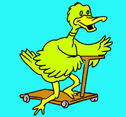 Pato en patinete