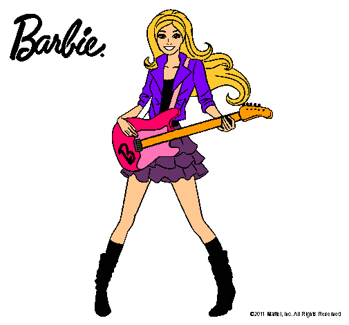 Dibujo Barbie guitarrista pintado por palo