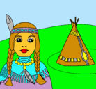 Dibujo India y tepee pintado por cristiyjesus