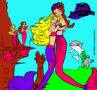 Dibujo Barbie sirena y la reina sirena pintado por bhjuiuvg