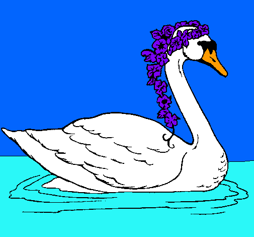 Cisne con flores