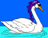 Dibujo Cisne con flores pintado por runa