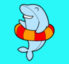 Dibujo Delfín con flotador pintado por yenita