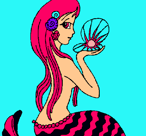 Dibujo Sirena y perla pintado por cocoloco