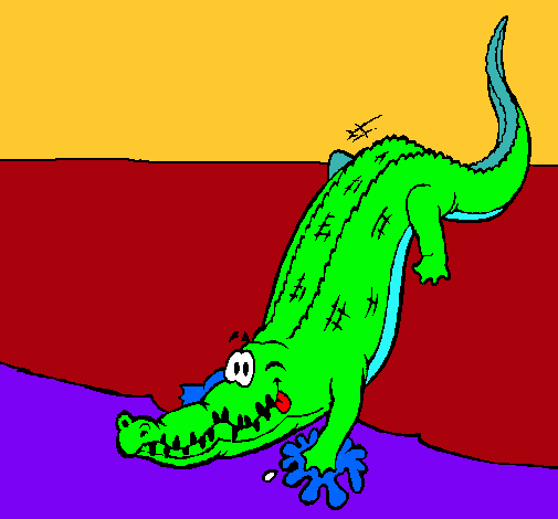 Dibujo Aligátor entrando al agua pintado por JORGE-BL