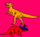 Dibujo Triceratops y tiranosaurios rex pintado por cristobal