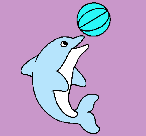 Dibujo Delfín jugando con una pelota pintado por anabela