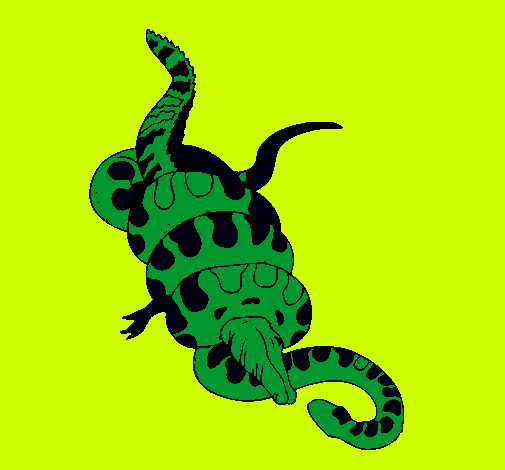 Dibujo Anaconda y caimán pintado por Lolo130306