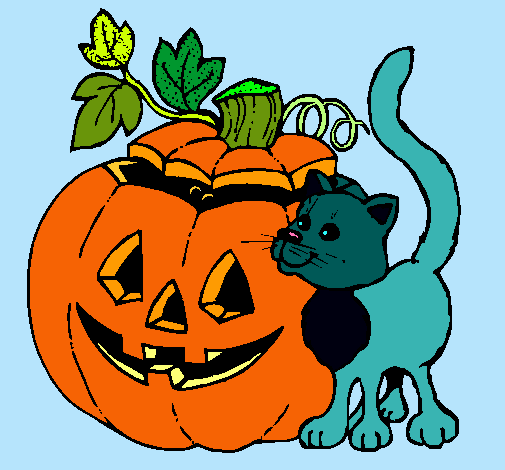 Calabaza y gato