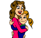 Dibujo Madre e hija abrazadas pintado por  palomya