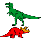 Dibujo Triceratops y tiranosaurios rex pintado por SARGENTO