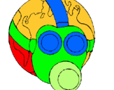 Dibujo Tierra con máscara de gas pintado por moao