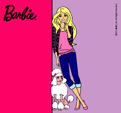 Dibujo Barbie con cazadora de cuadros pintado por Thiiaree