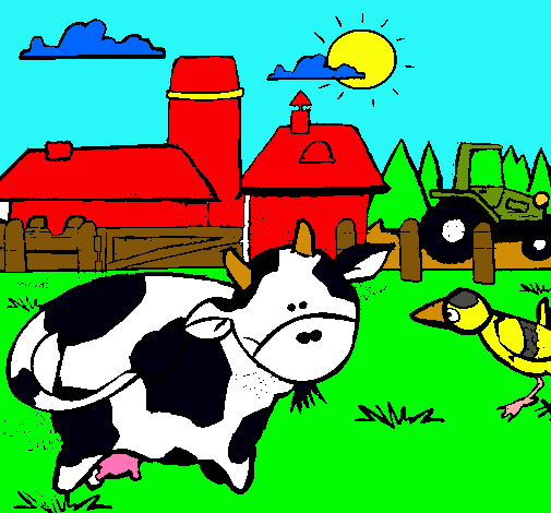 Vaca en la granja