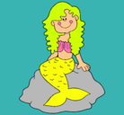 Dibujo Sirena sentada en una roca pintado por porotita4