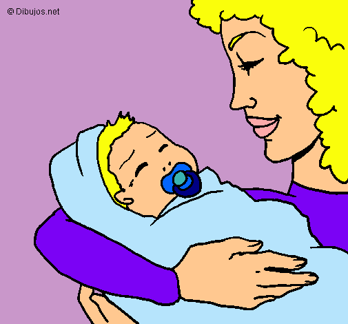 Dibujo Madre con su bebe II pintado por 123alexa321