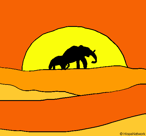 Elefante en el amanecer