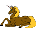 Dibujo Unicornio sentado pintado por caballo