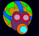 Dibujo Tierra con máscara de gas pintado por yady2