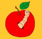 Dibujo Manzana con gusano pintado por Qamilaa29