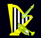 Dibujo Arpa, flauta y trompeta pintado por mishahino