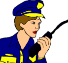 Dibujo Policía con el walkie pintado por kande