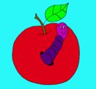 Dibujo Manzana con gusano pintado por SAIRAAAA