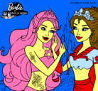 Dibujo Barbie se despiede de la reina sirena pintado por bolitxe