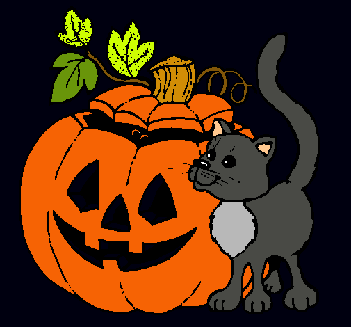 Calabaza y gato