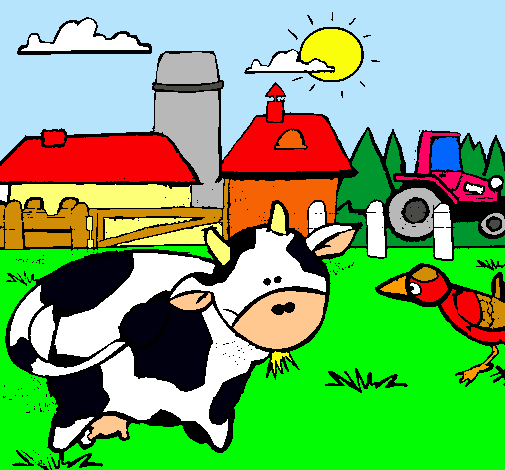 Vaca en la granja