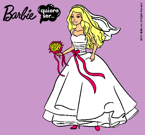 Dibujo Barbie vestida de novia pintado por Thiiaree