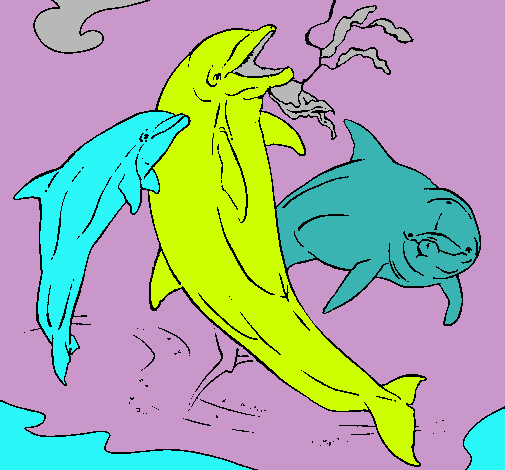 Dibujo Delfines jugando pintado por Lolo130306