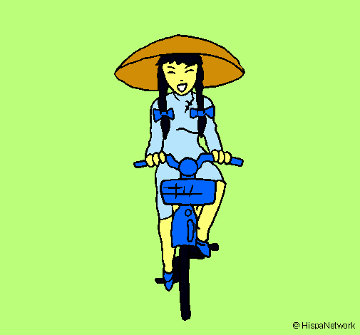 Dibujo China en bicicleta pintado por avaeacag