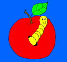 Dibujo Manzana con gusano pintado por maydell