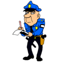 Dibujo Policía haciendo multas pintado por down