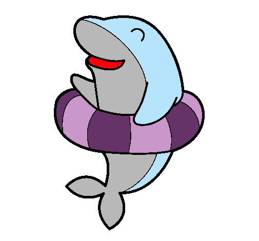 Dibujo Delfín con flotador pintado por izaro