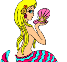Dibujo Sirena y perla pintado por anace