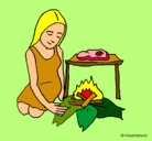 Dibujo Mujer cocinando pintado por Kaska