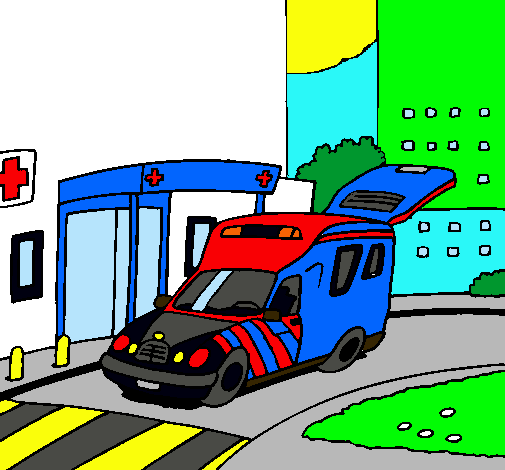 Dibujo Ambulancia en el hospital pintado por brya